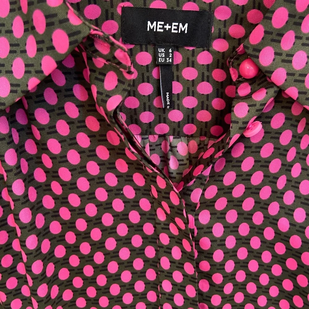 ME+EM, black and pink dots, long sleeve, ruffle, dress, 2 - Picture 4 of 6